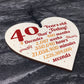 Novelty 40th Birthday Gift Wooden Heart Plaque Friendship Gift