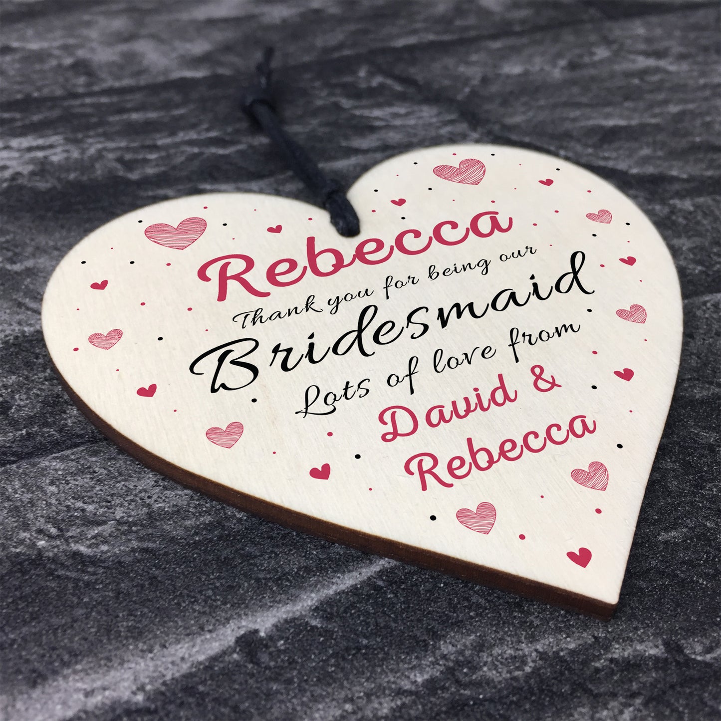 Personalised Thank You Gifts For Bridesmaid Plaques Wood Heart