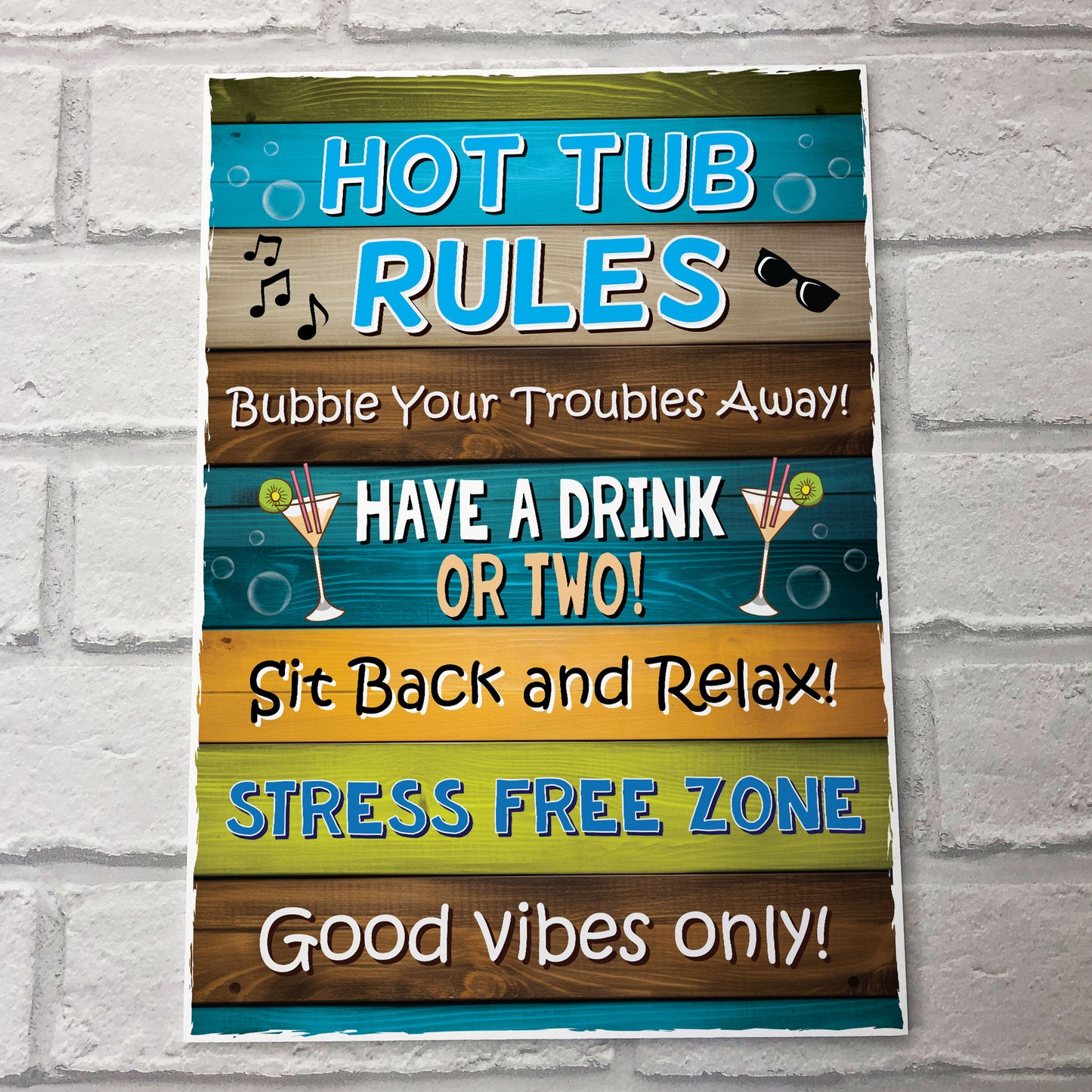 Funny Hot Tub Rules Wall Plaque Novelty Hot Tub Outdoor Garden