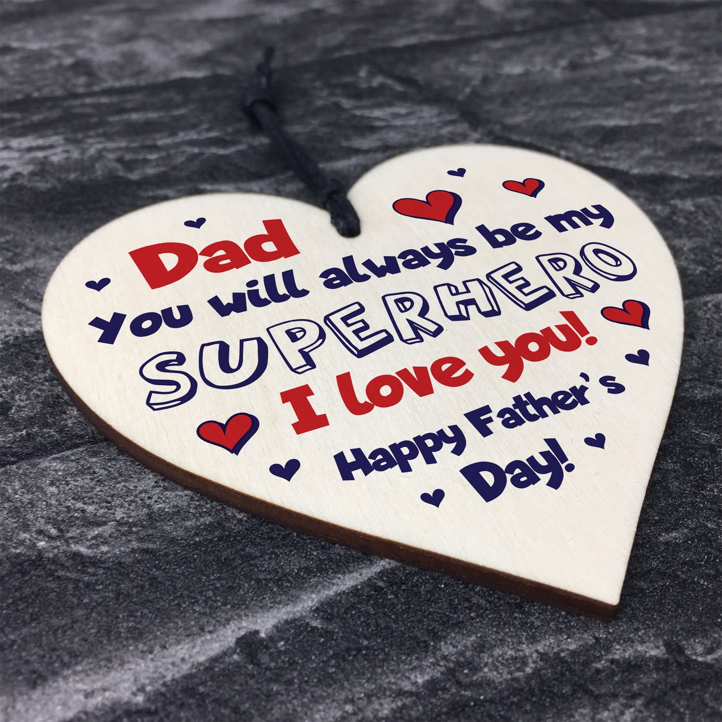 Fathers Day Gifts Wood Heart Superhero Sign Dad Gifts