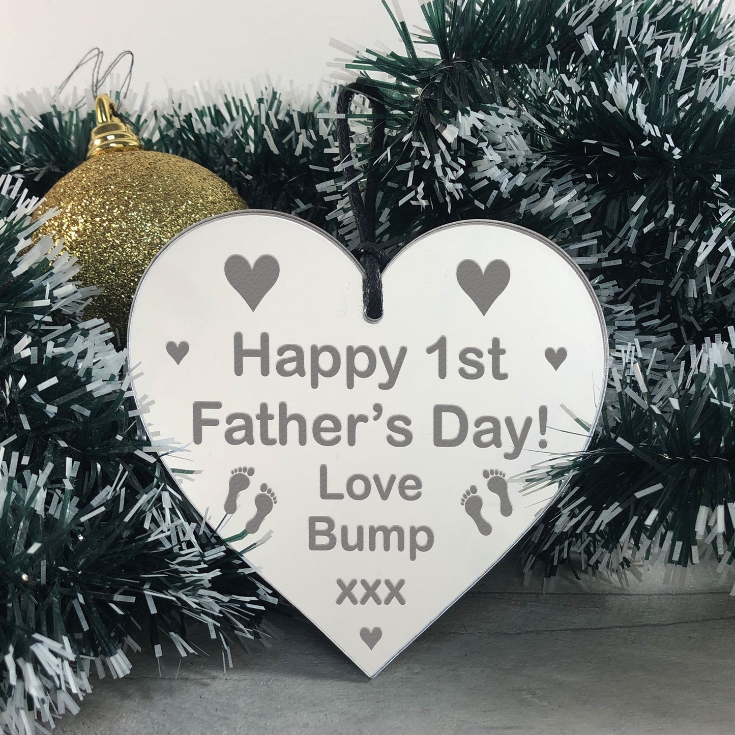 Novelty 1st Fathers Day Gift Engraved Heart New Dad Daddy Gift