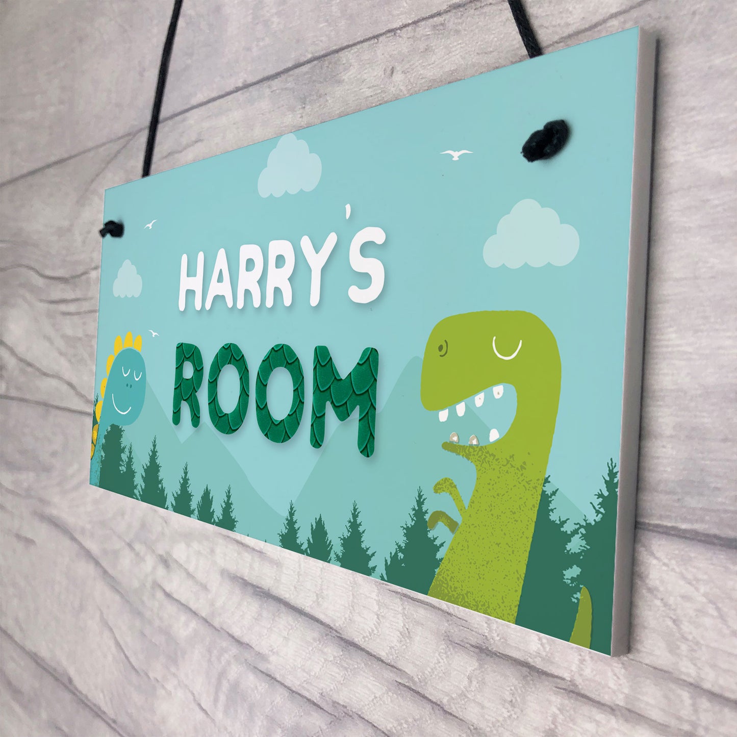 Dinosaur Personalised Door Sign Kids Bedroom Nursery Birthday