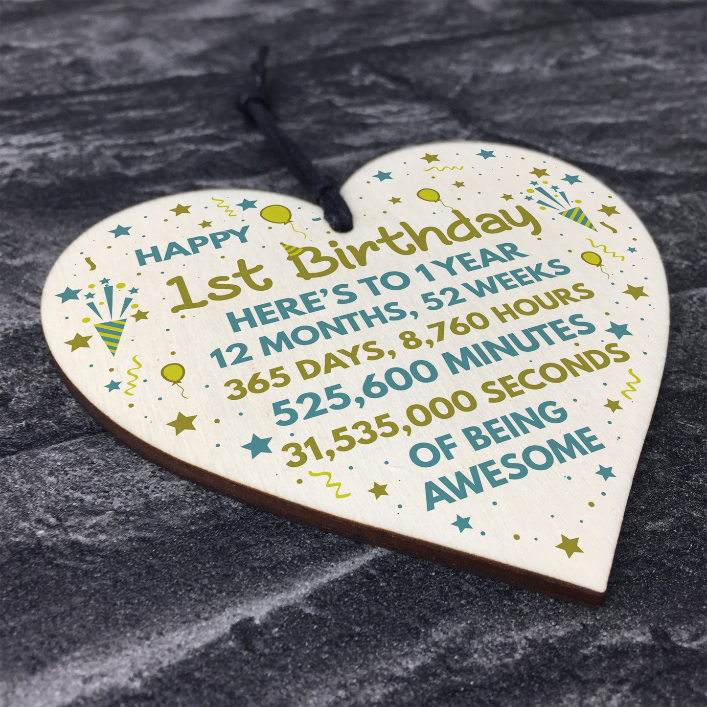 1st Birthday Gift For Daughter Son 1st Birthday Card Wood Heart