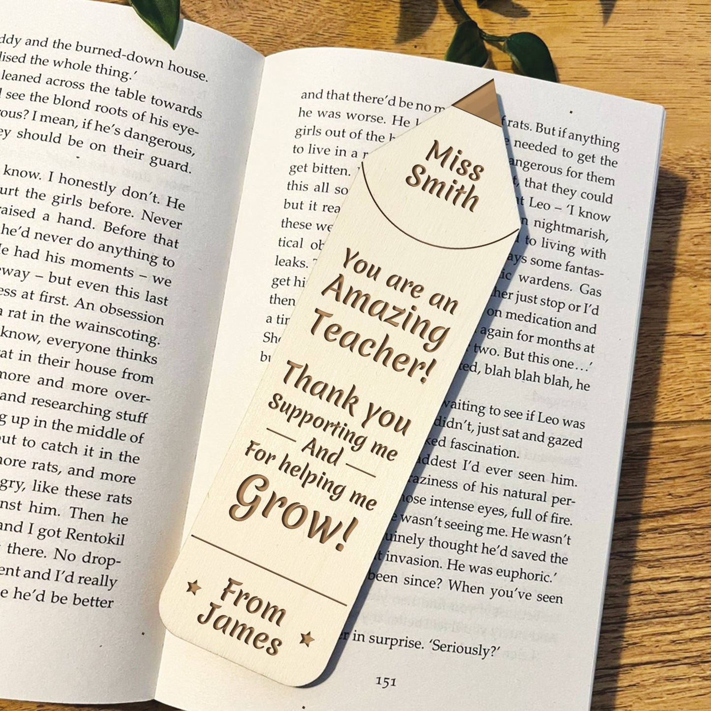 Teacher Appreciation Gifts Wood Bookmark Personalised