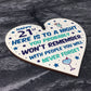 21st Birthday Gift Funny Wooden Hanging Heart Decoration 21 Sign