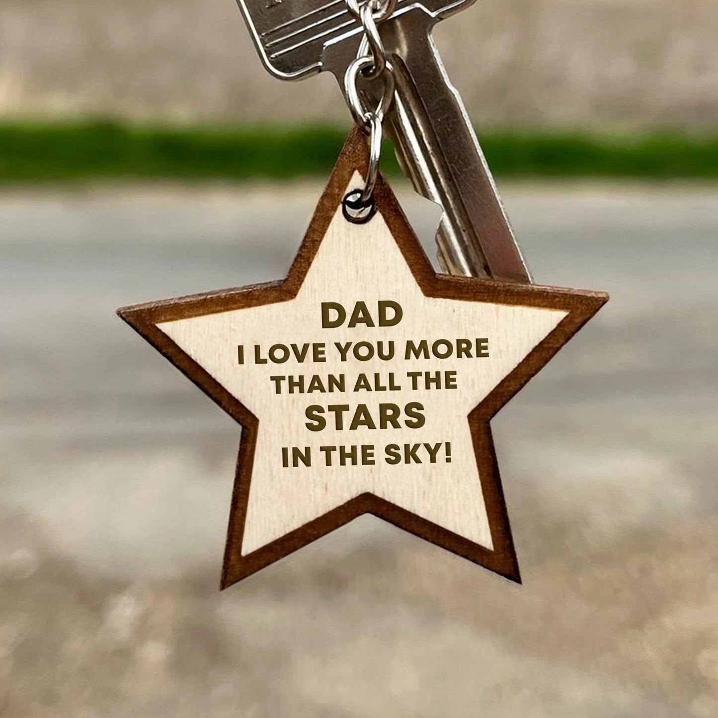 Novelty Dad Gifts Wooden Engraved Keyring Fathers Day Birthday