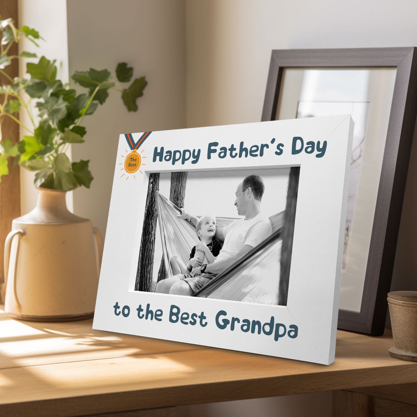 Fathers Day Gift For Grandpa Photo Frame Wooden Novelty Grandpa