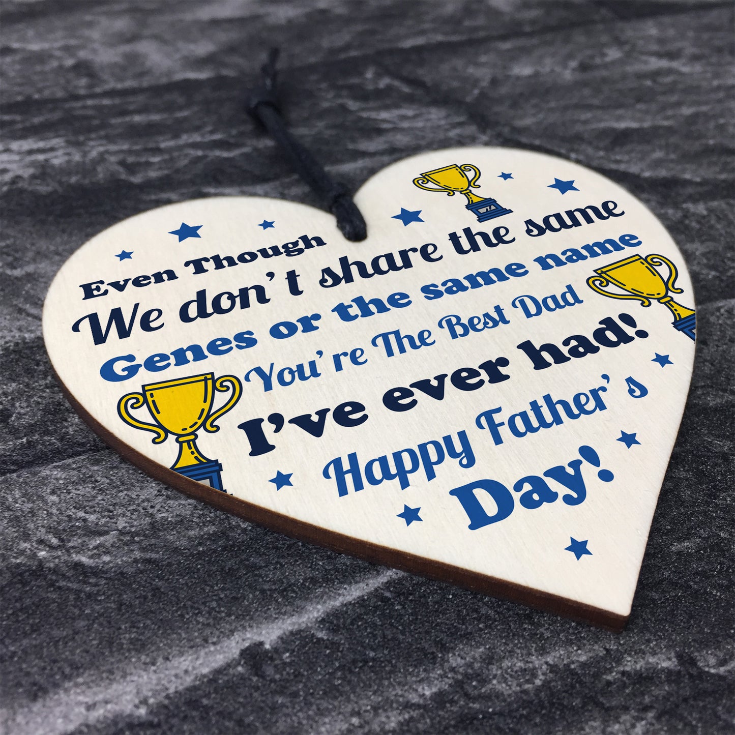 Special Fathers Day Gift For Stepdad Wood Heart Thank You Gift