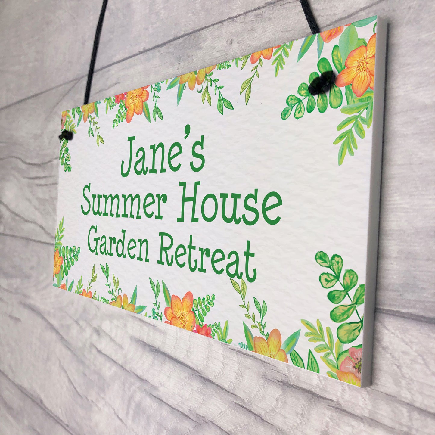 Floral Summerhouse Sign Personalised Hanging Door Sign