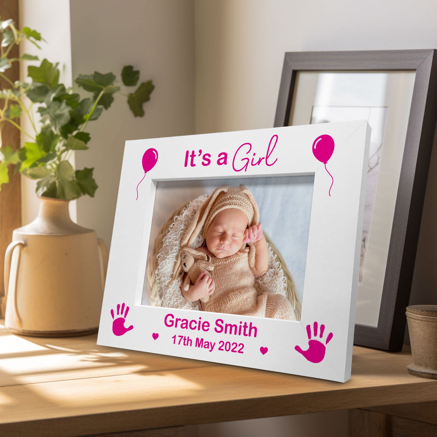 It's A Girl PERSONALISED Baby Name Photo Frame New Born Baby