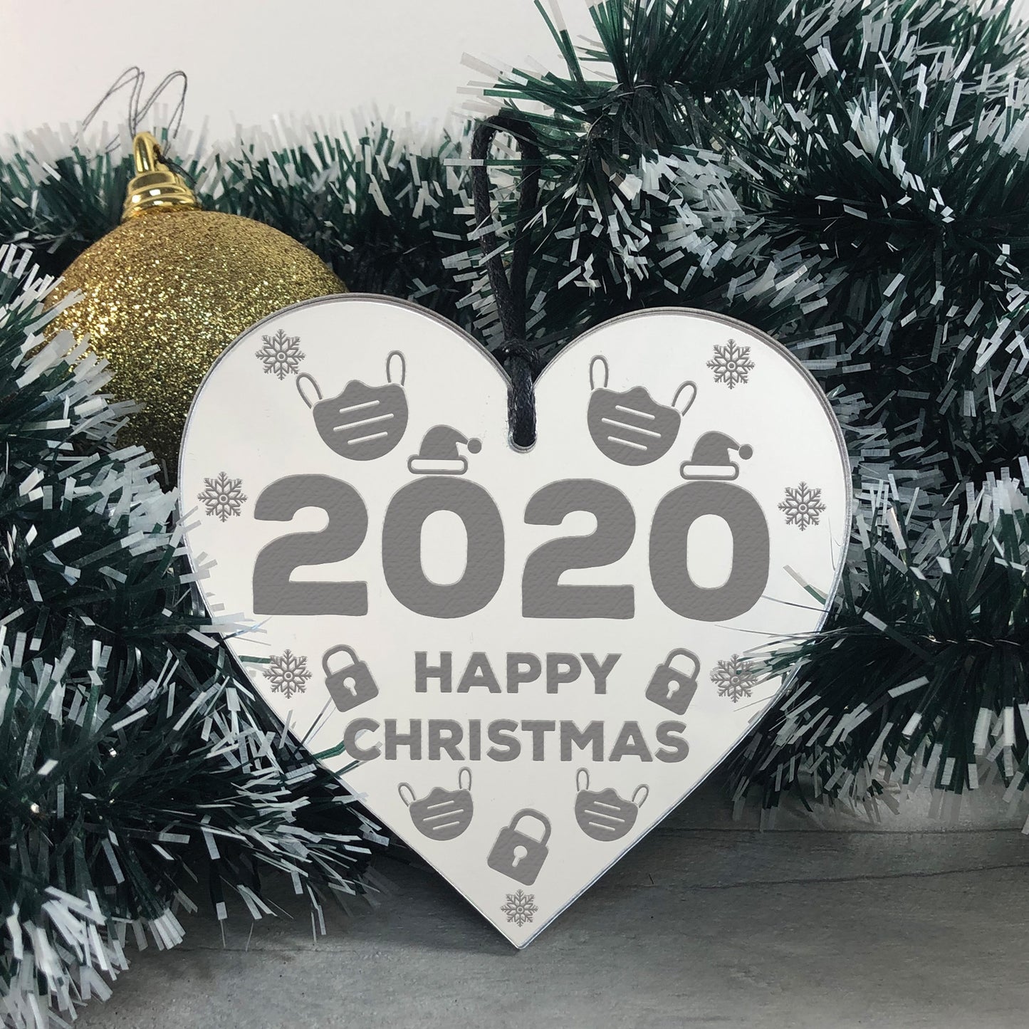 2020 Happy Christmas Lockdown Engraved Bauble Christmas Decor