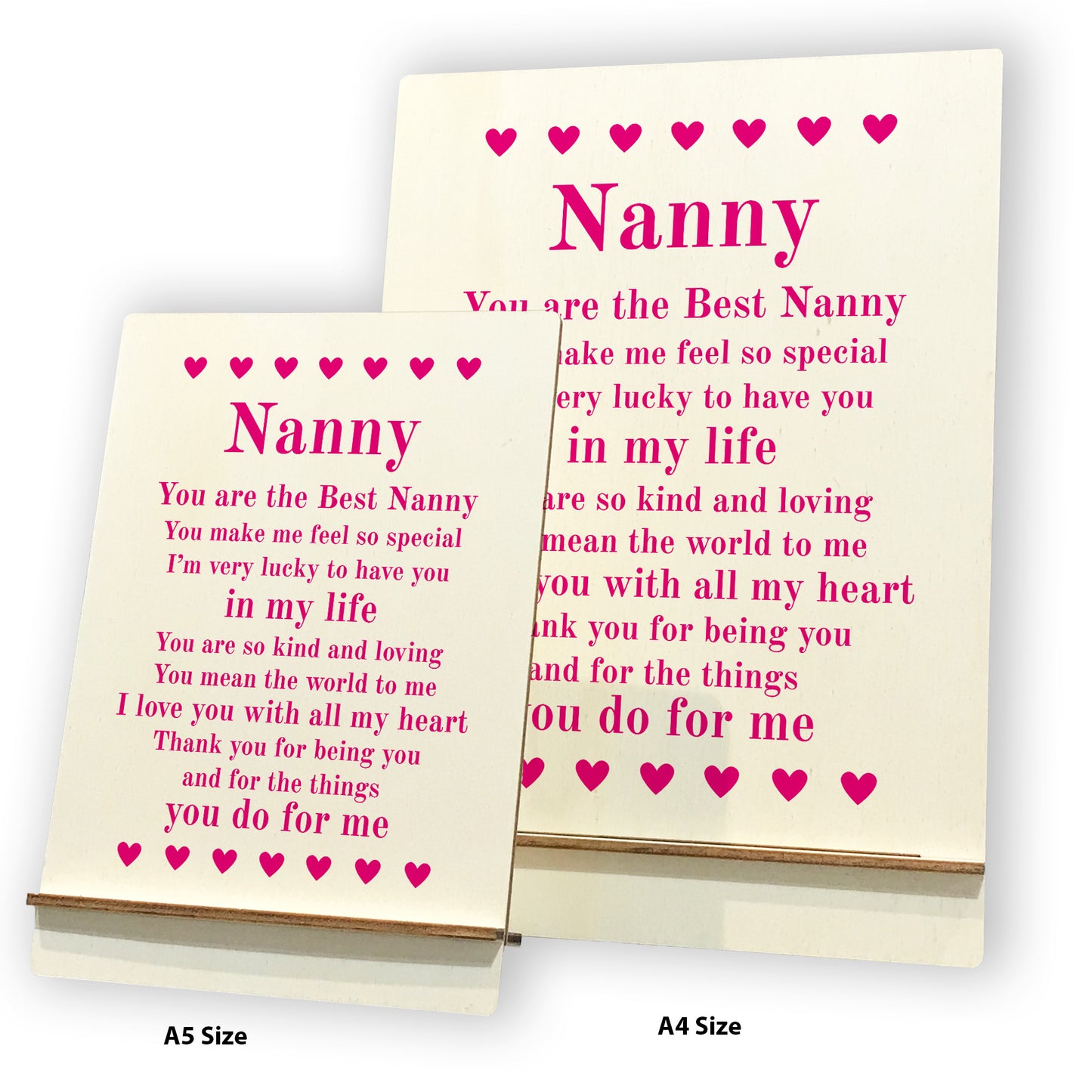 Gifts for Nanny A5 Wood Standing Sign Birthday Mothers Day Gift