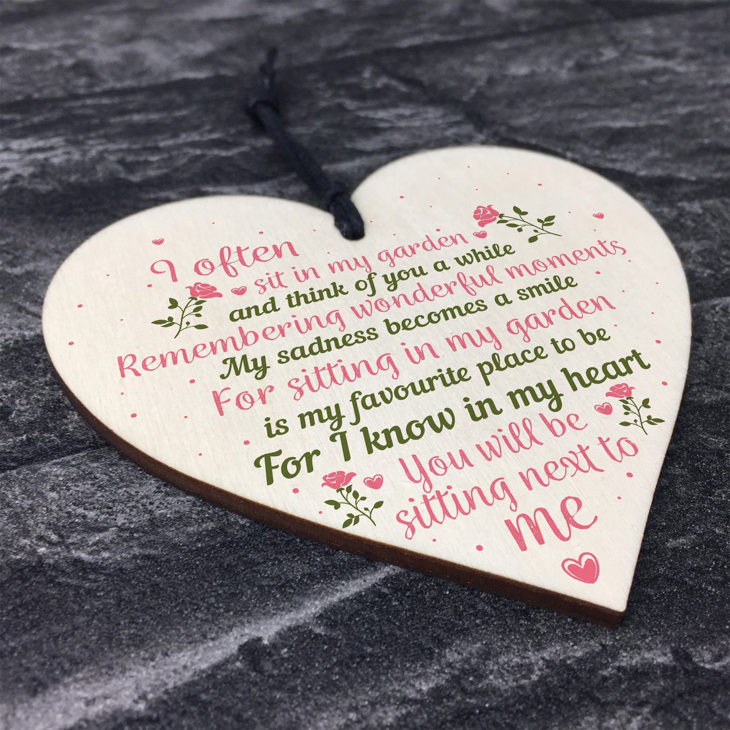 In Memory Wood Heart Garden Plaque Remembrance Dad Mum Gift