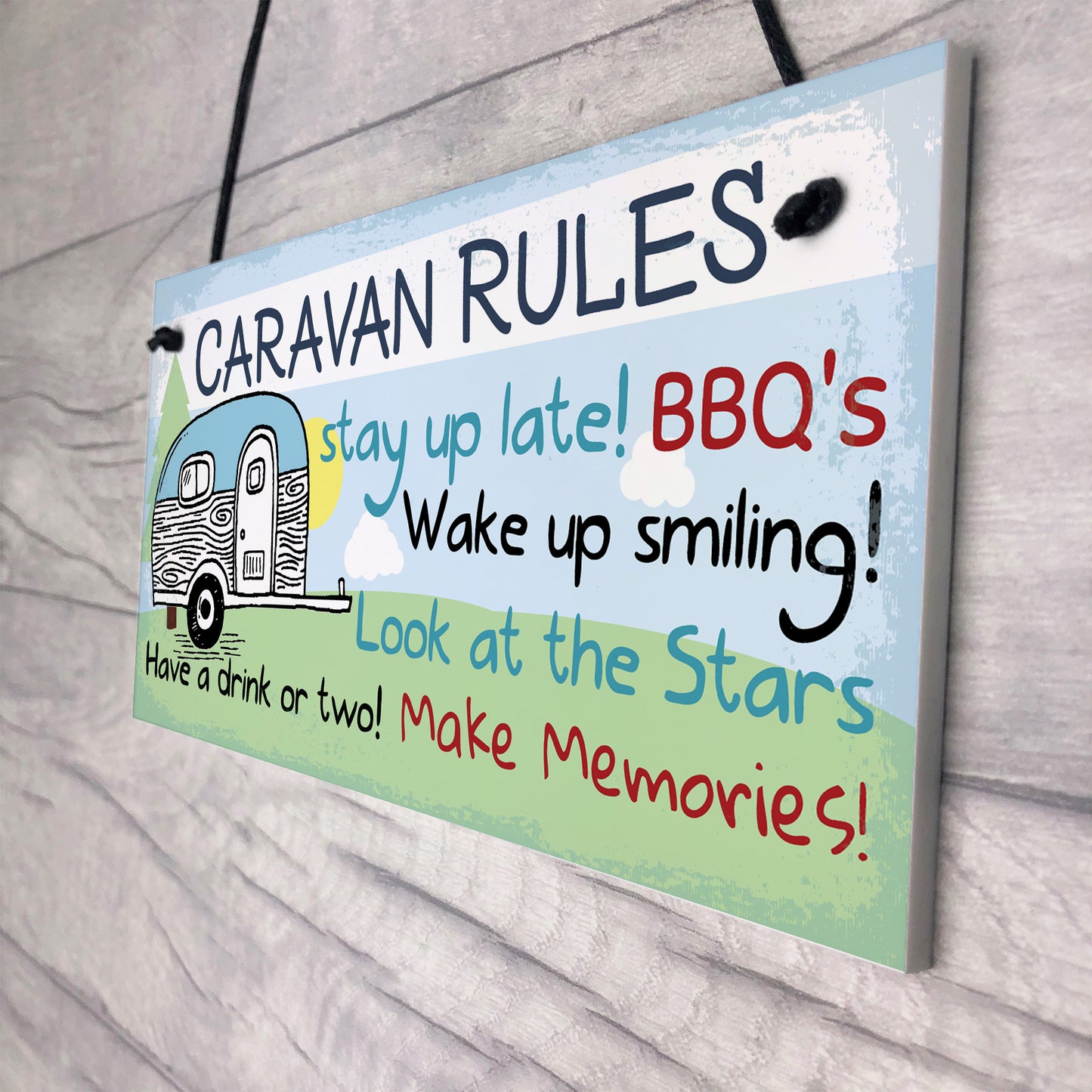 Caravan Rules Novelty Hanging Plaque Outdoor Garden Sign Gift