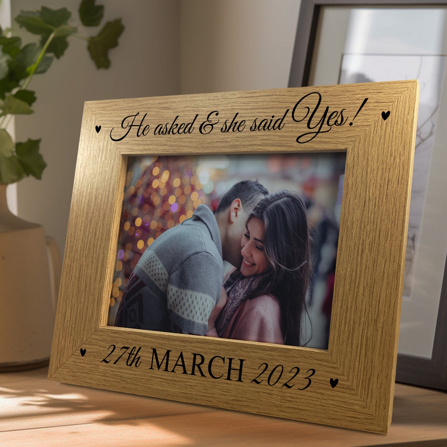 Personalised He Asked She Said Yes Engagement Gift Photo Frame