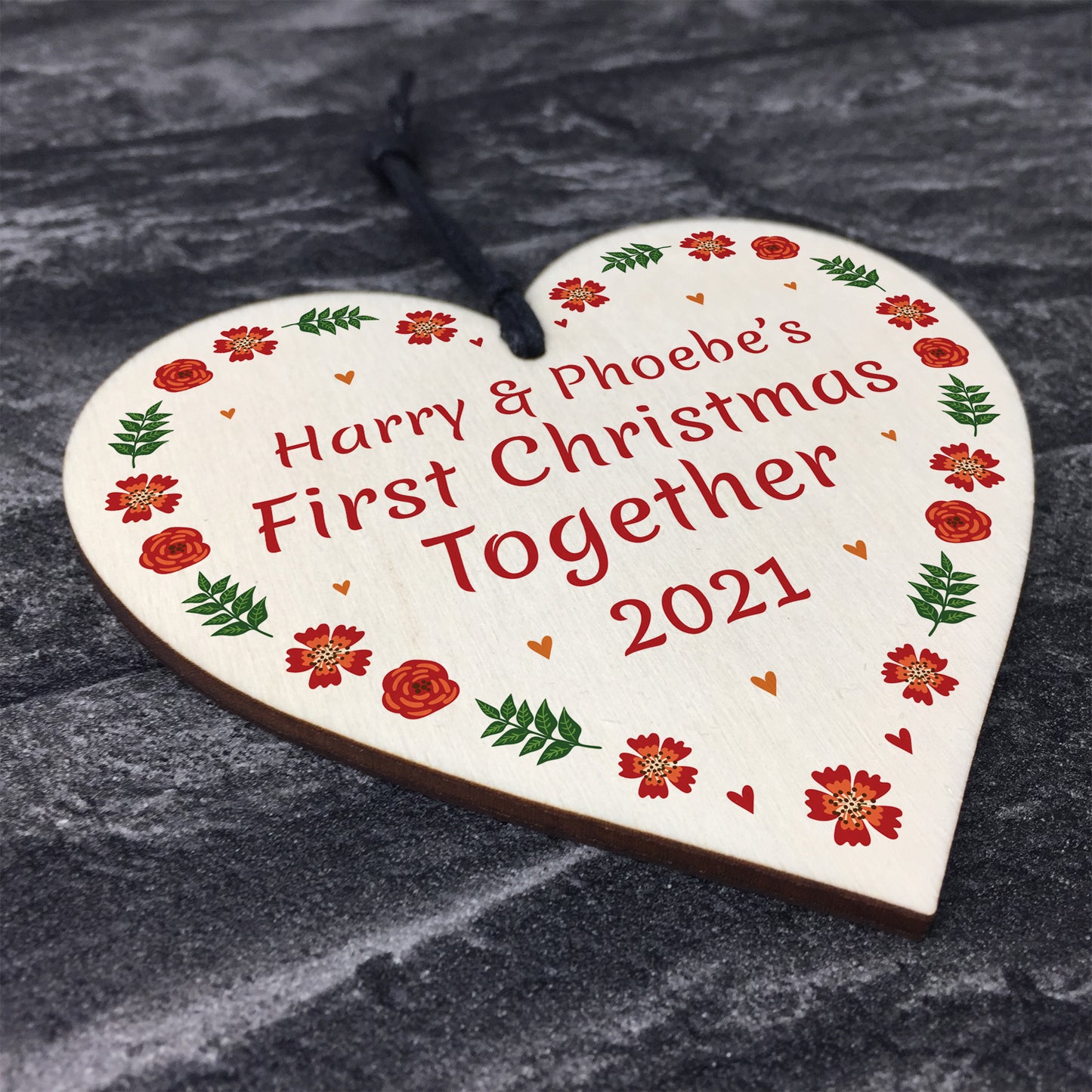 1st Christmas Together Wood Bauble Tree Decoration Personalised