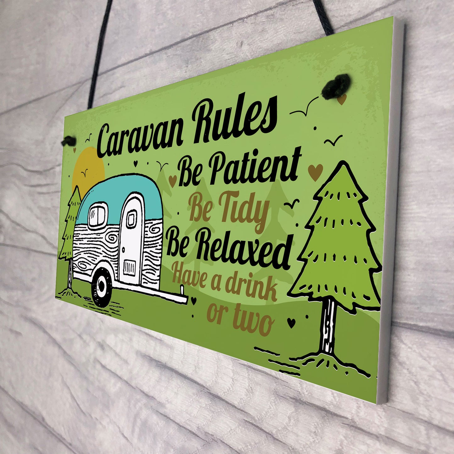 Caravan Rules Plaque Funny Novelty Garden Sign Birthday Gifts