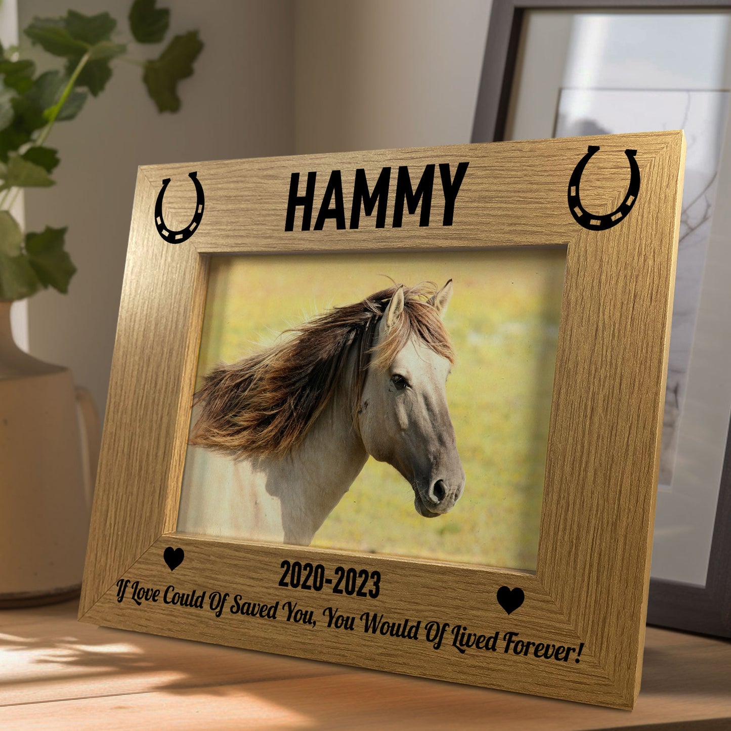 Personalised 7X5 Wooden Photo Frame Gift for Horse Pony Memorial