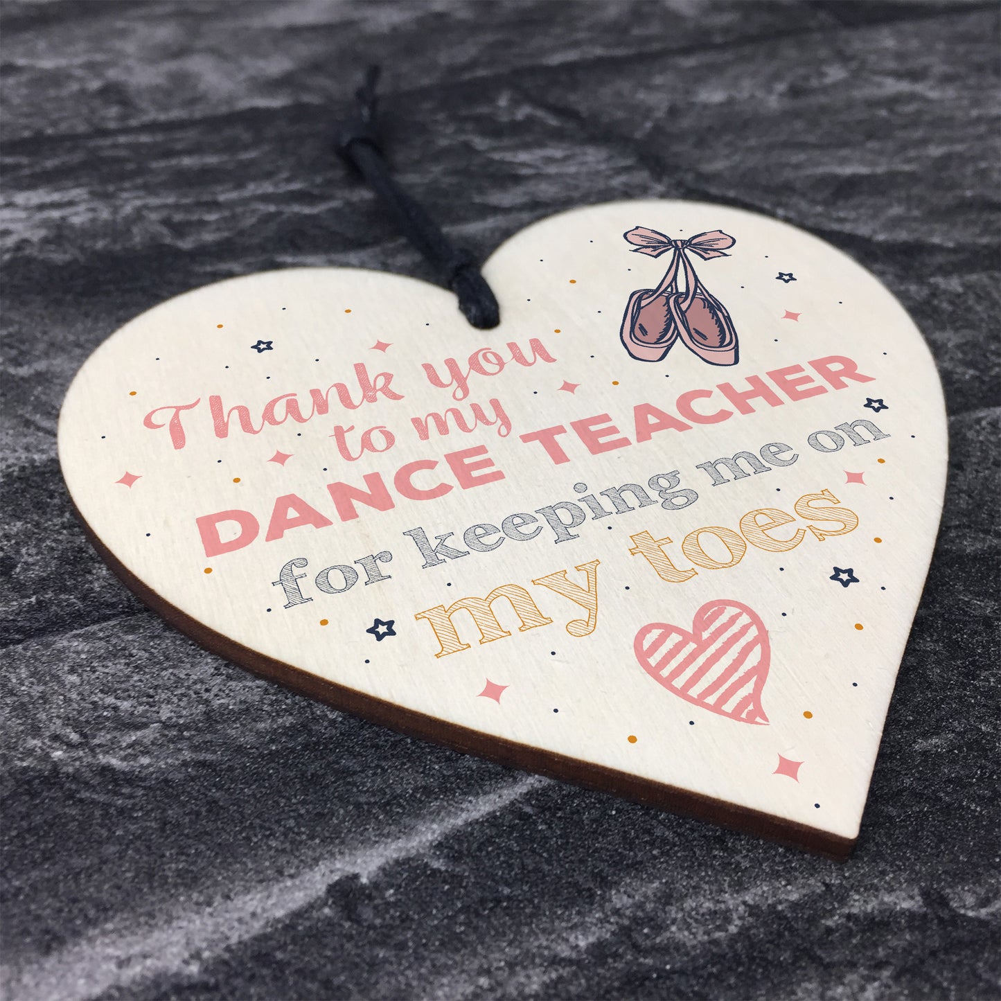 Handmade Dance Teacher Gift Ballerina Wood Heart Thank You