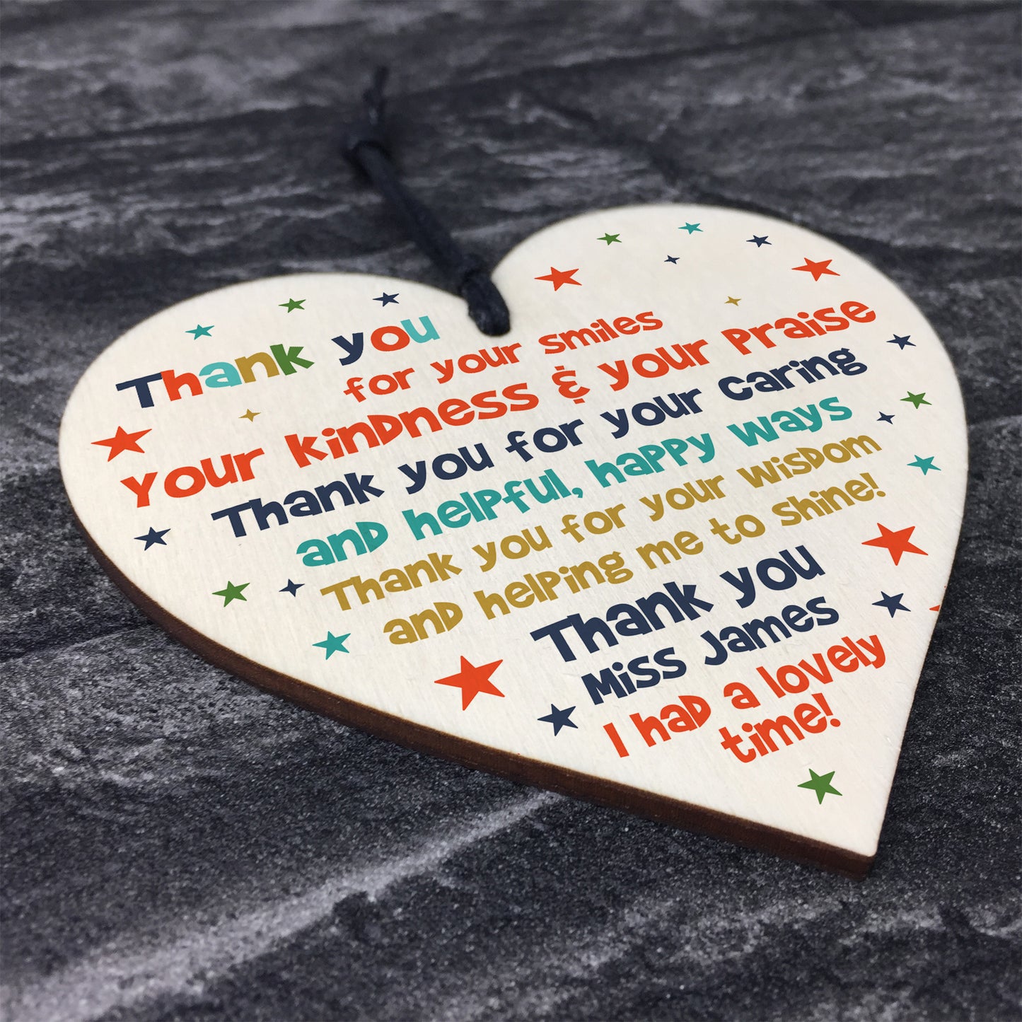 Thank You Teacher Assistant Poem Wooden Heart Personalised