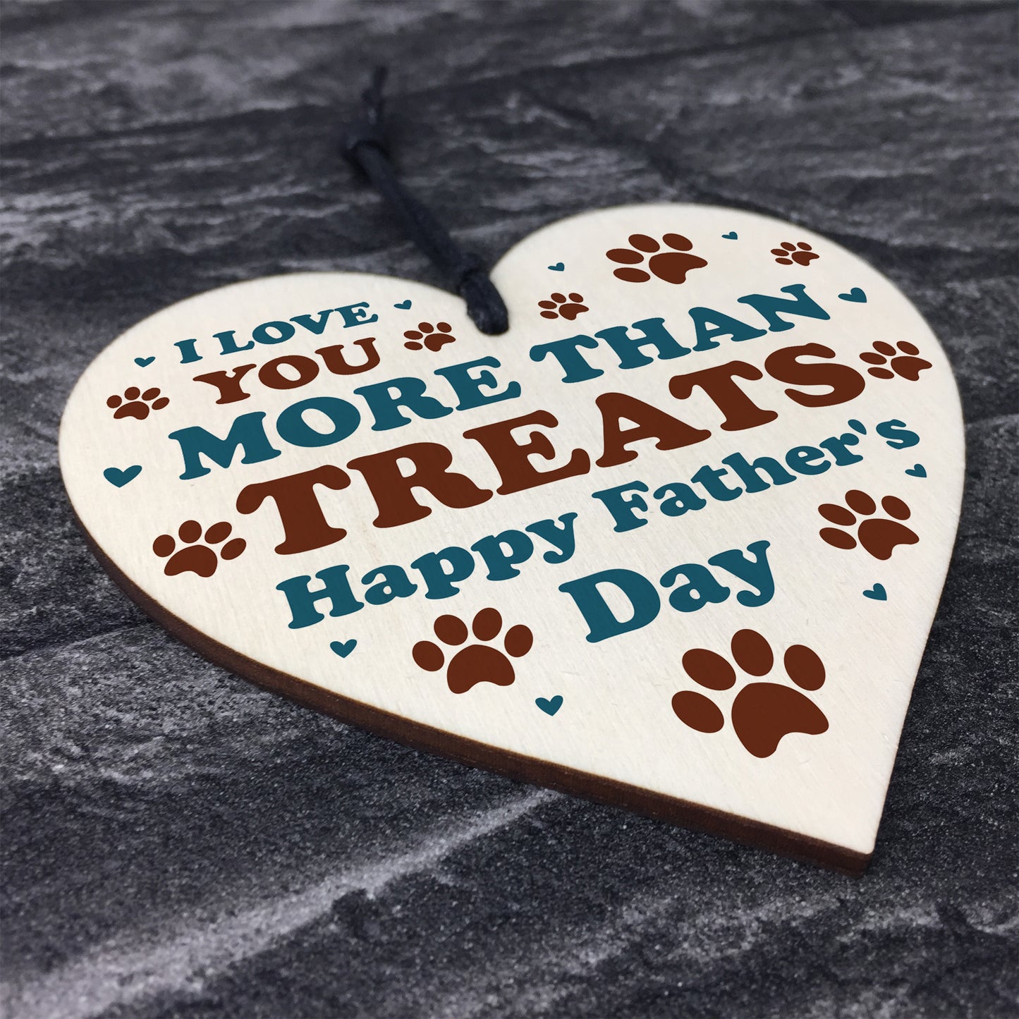 Fathers Day Gift For The Dog Funny Wooden Heart Gift For Dad