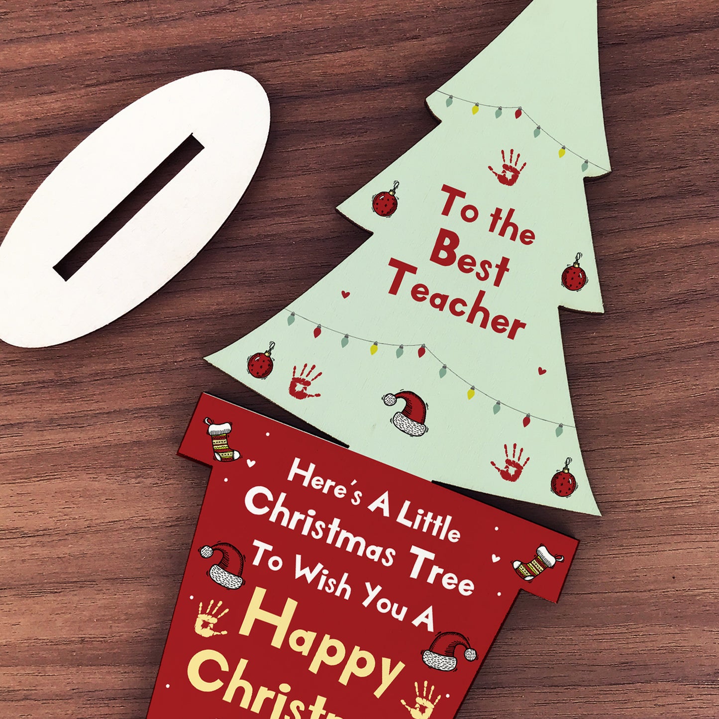 Christmas Best Teacher Gift Wood Christmas Tree Decoration