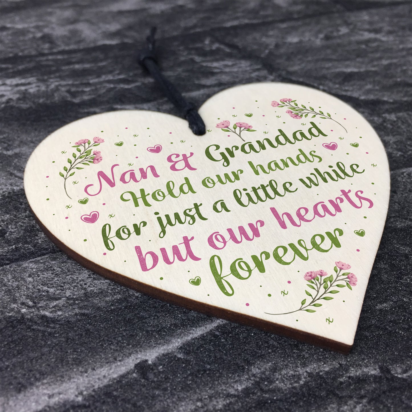 Nan And Grandad Ornament Wooden Heart Gift For Grandparents