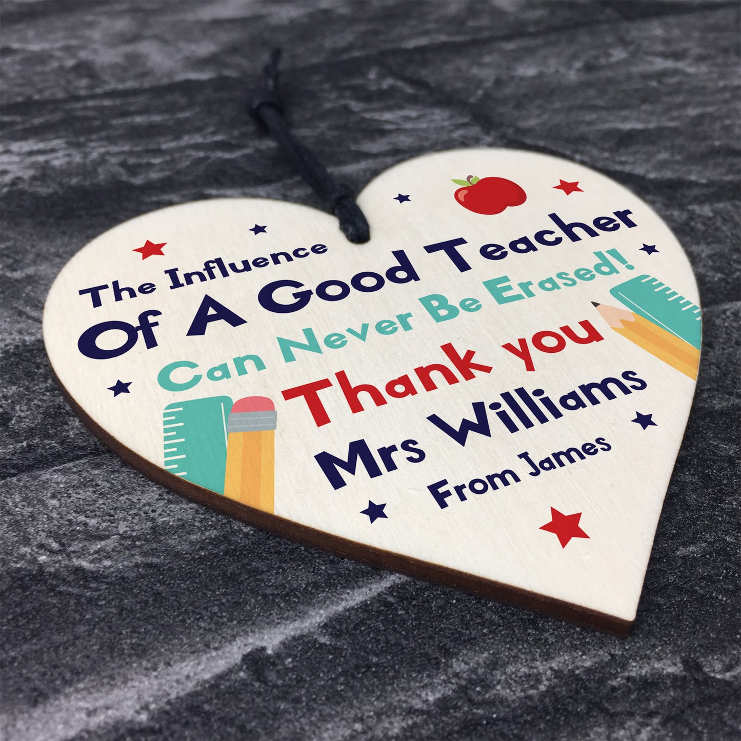 Personalised Teacher Gifts Wood Heart Cute Thank You Gift