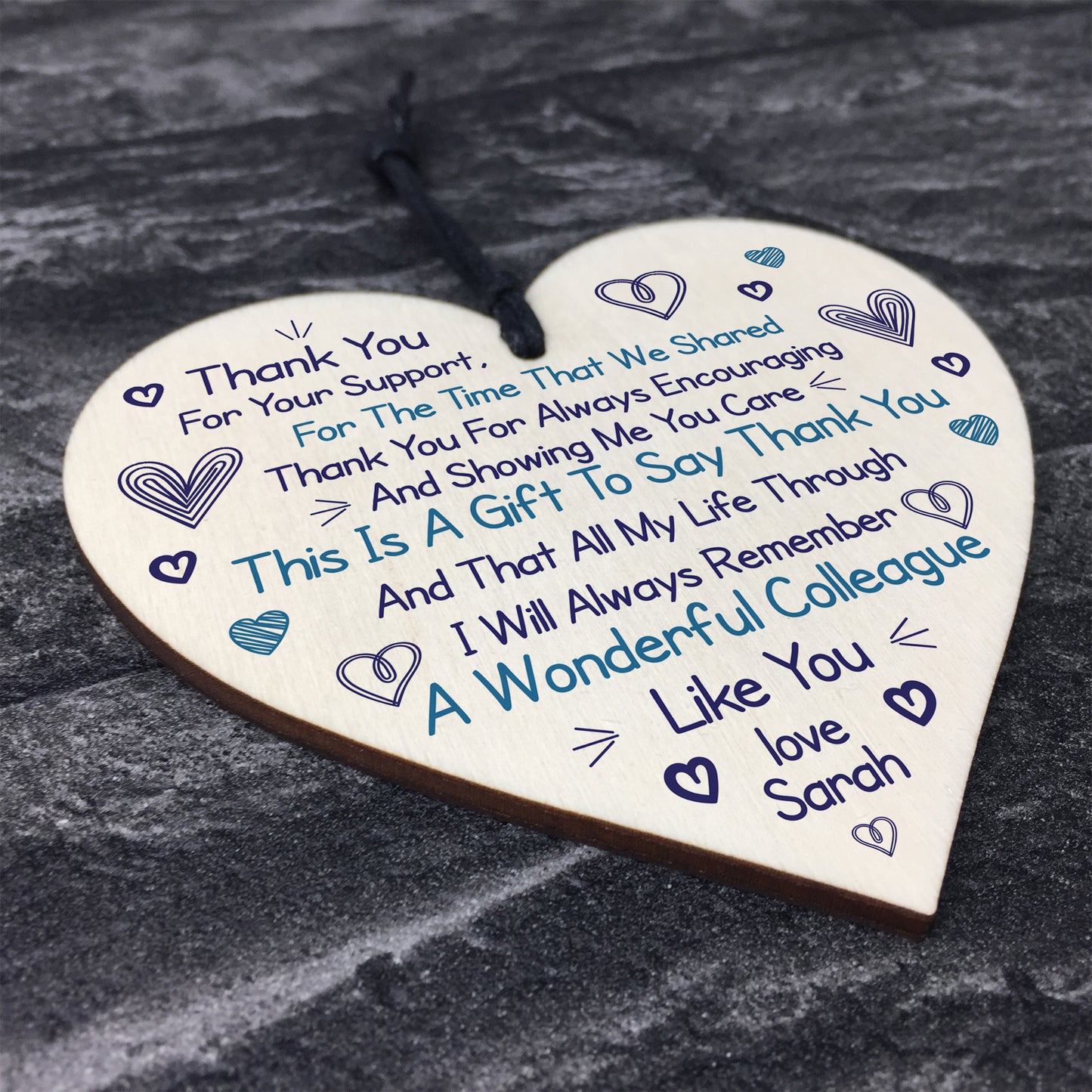 Thank You Gift For Colleague Wood Heart Personalised Keepsake