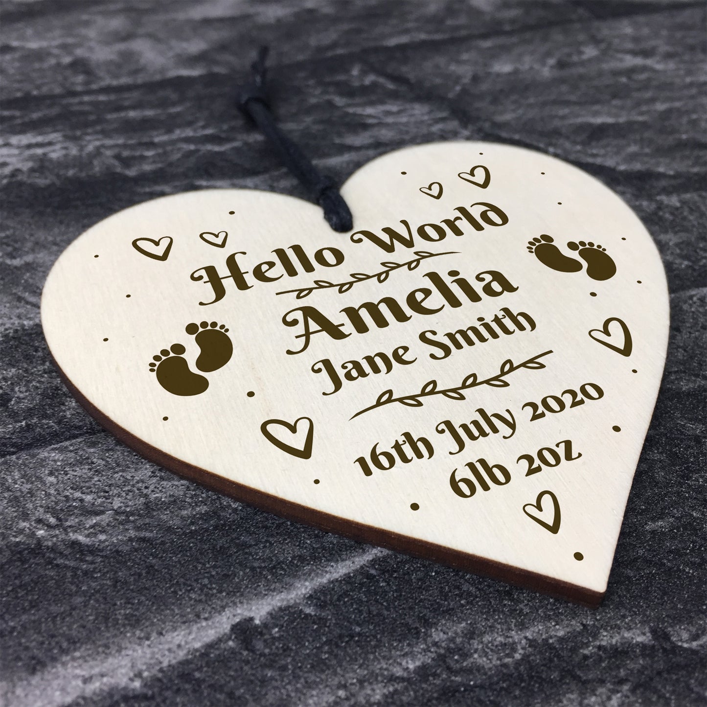 Personalised Newborn Baby Gift Milestone Heart Plaque