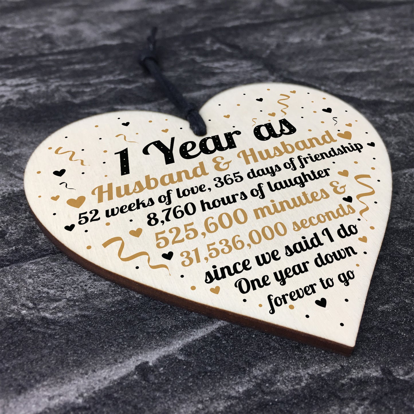 1st Wedding Anniversary Gift For Husband Wood Heart Husband Gift