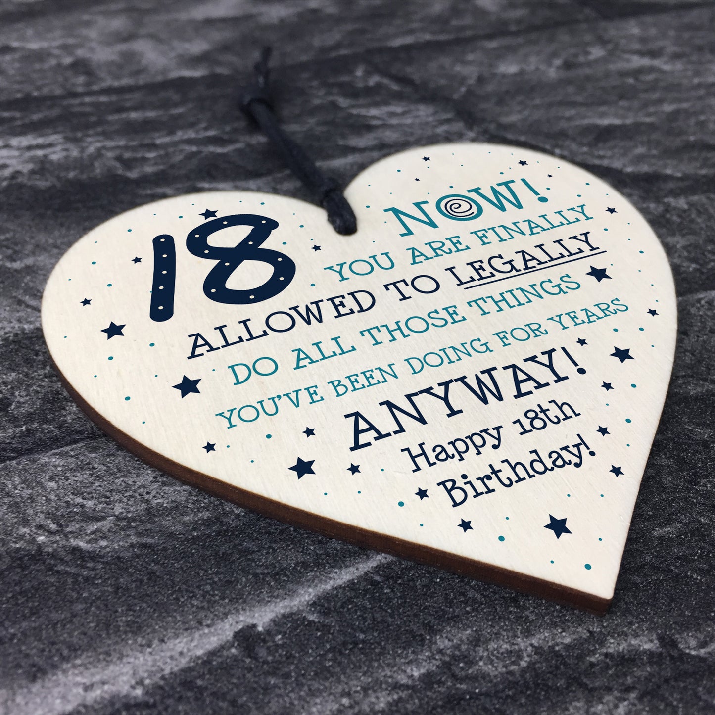 Funny 18th Birthday Gift Hanging Wood Heart Daughter Son Gifts