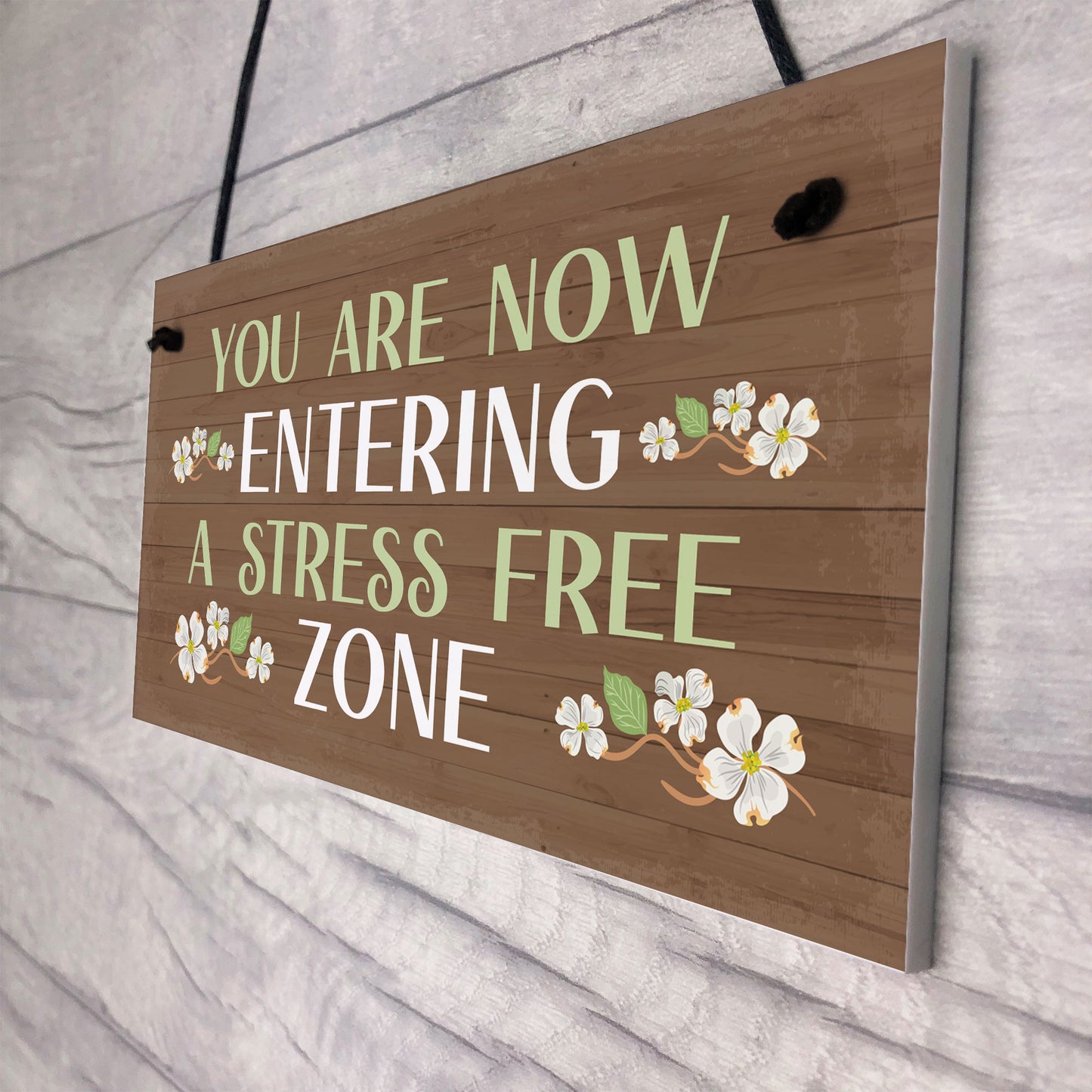 Garden Sign Hanging Wall Sign STRESS FREE ZONE Sign