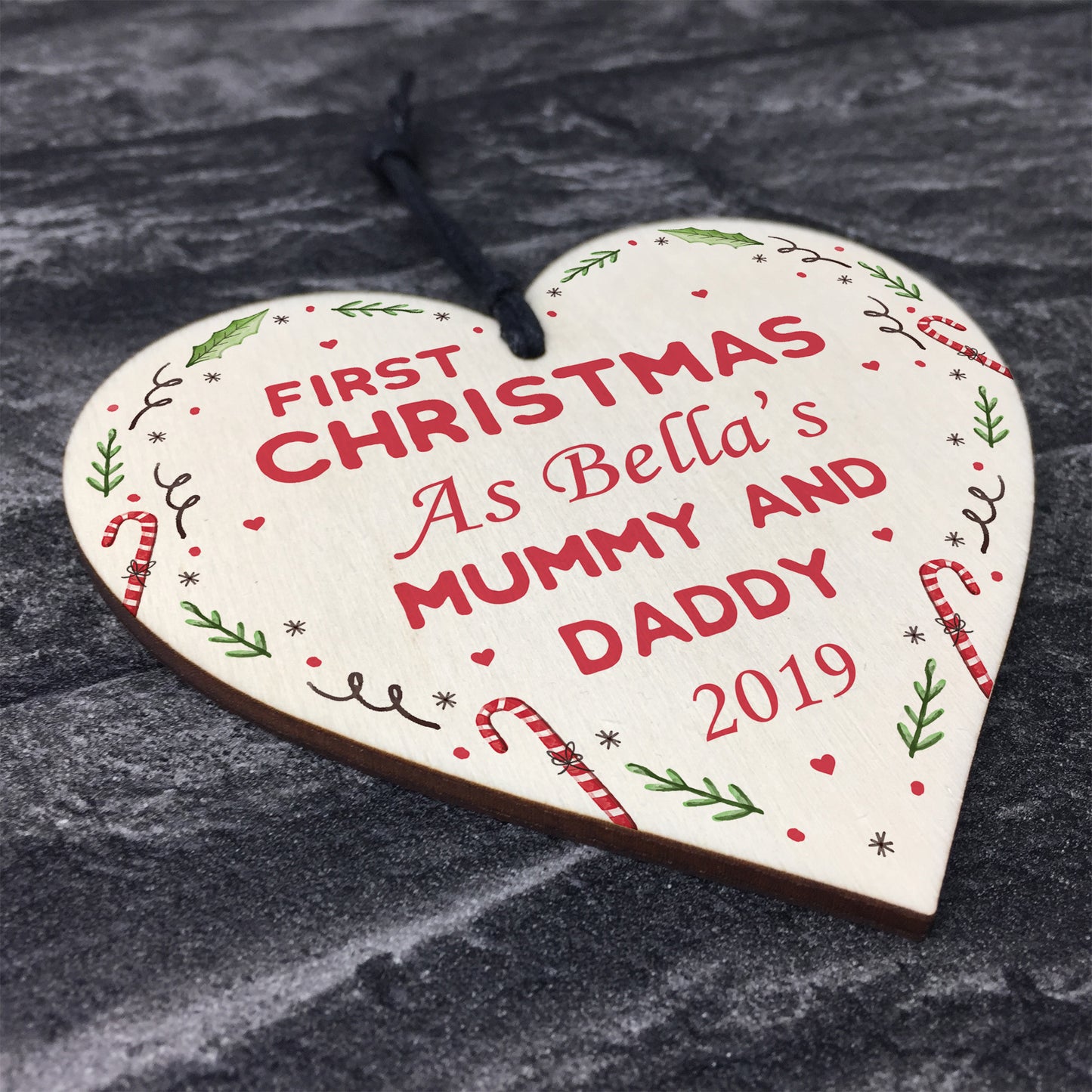 PERSONALISED First Christmas As Mummy Daddy Wooden Bauble