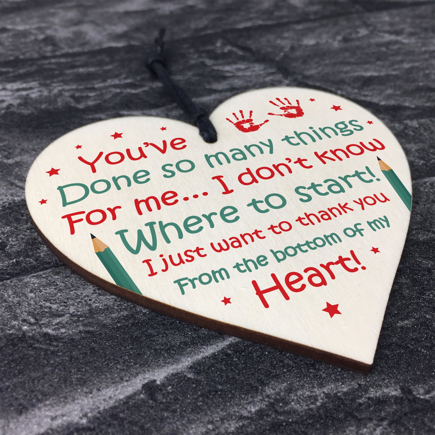 Novelty Teacher Gift Wood Heart Thank You Gift