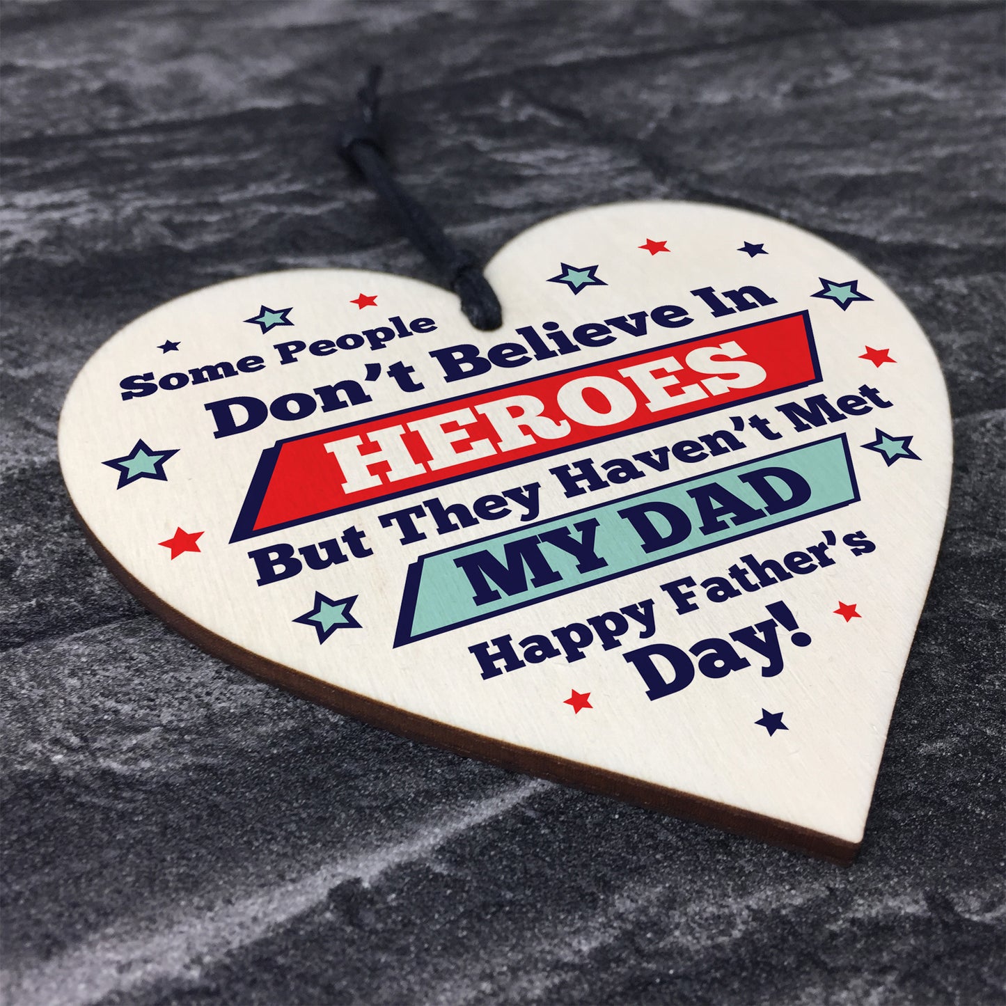 Fathers Day Gifts For Dad Wood Heart Superhero Gift Thank You