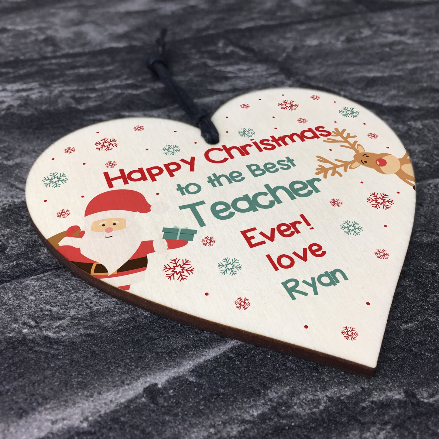 Happy Christmas Gift For Teacher Teaching Assistant Wood Heart