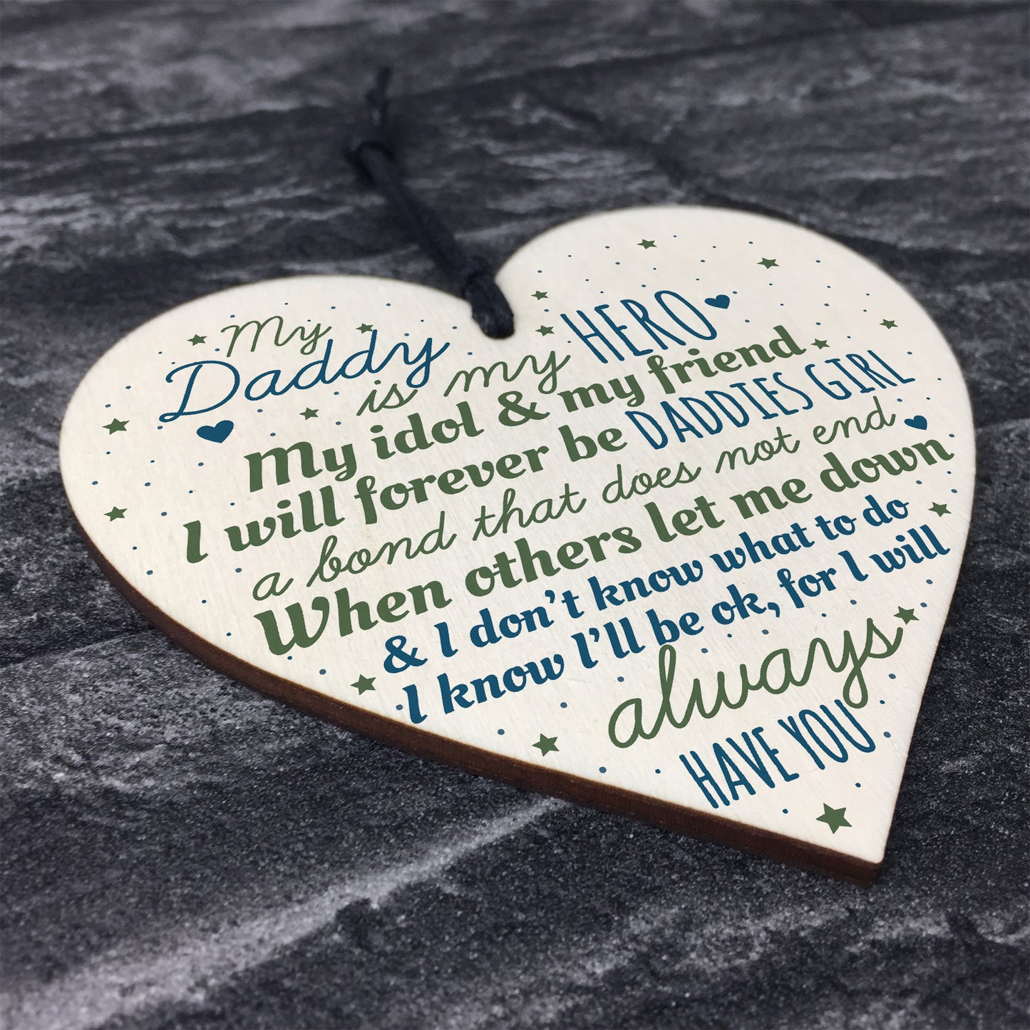 Daddies Girl Daddy Dad Gift Wood Heart Fathers Day Gift For Him