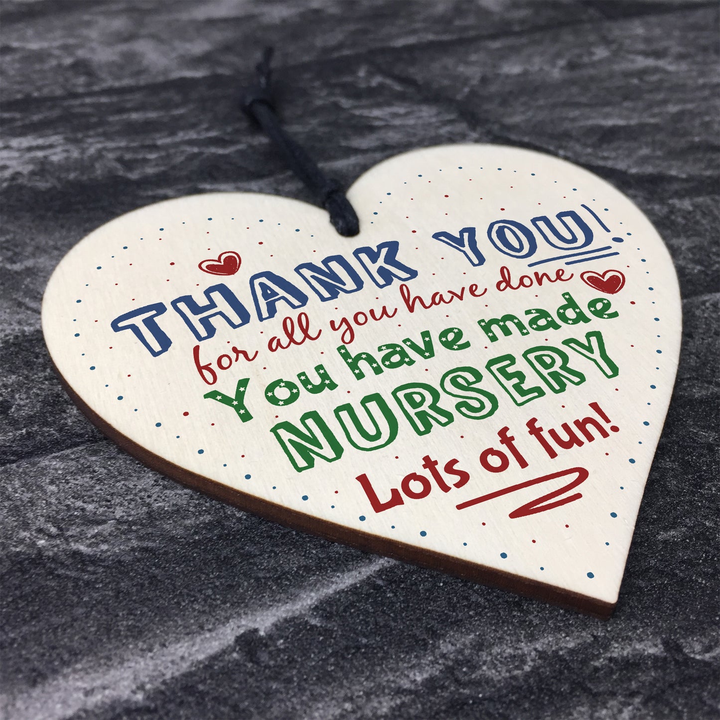 Thank You Nursery Teacher Gift Wooden Heart Sign Leaving Present