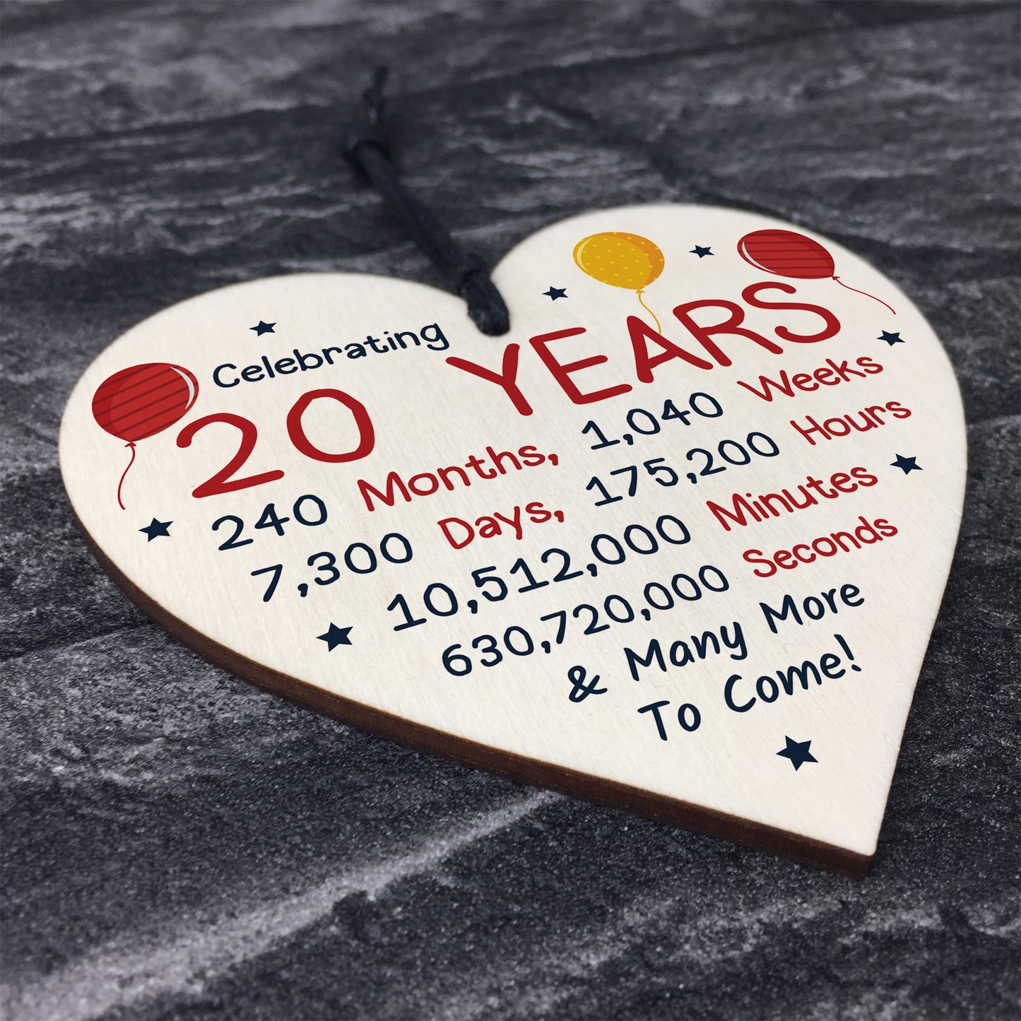 20th Birthday Novelty Wooden Heart Gift For Son Daughter Brother