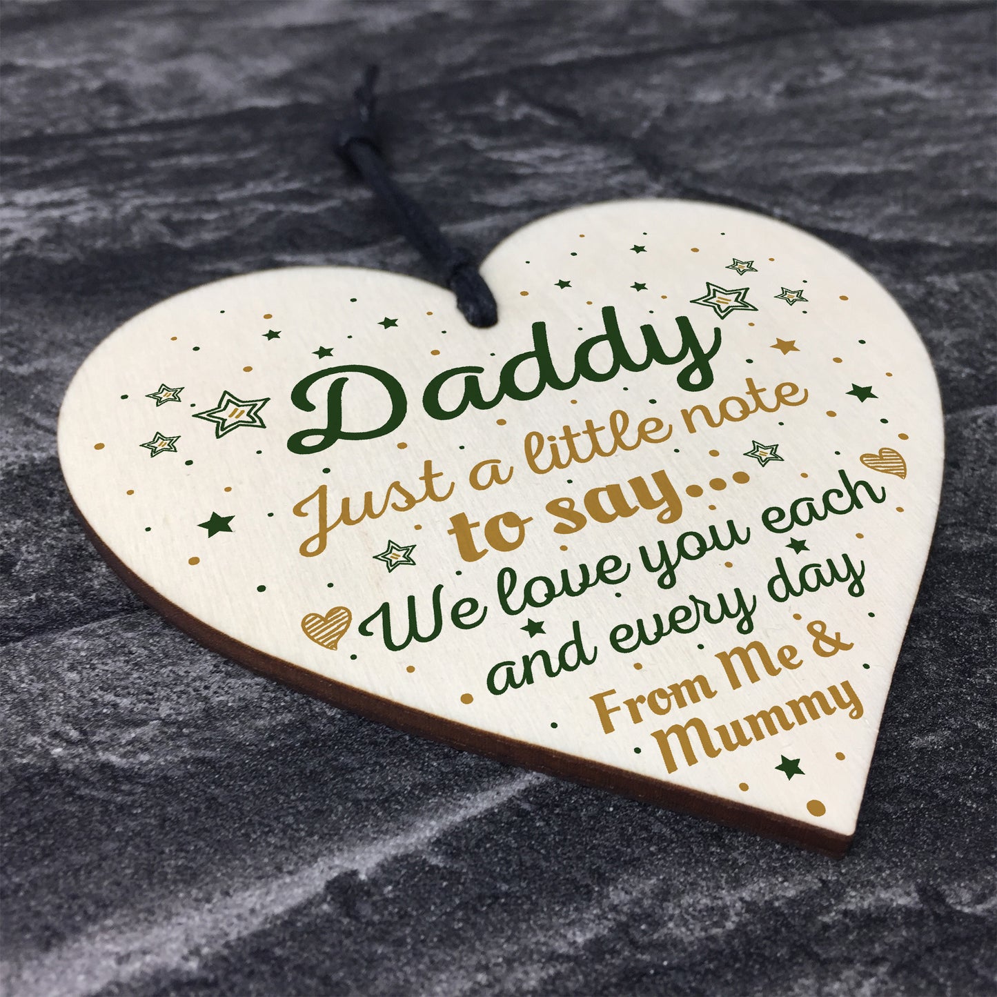 Gifts For Daddy Wooden Heart FATHERS DAY Gift For Him Daughter