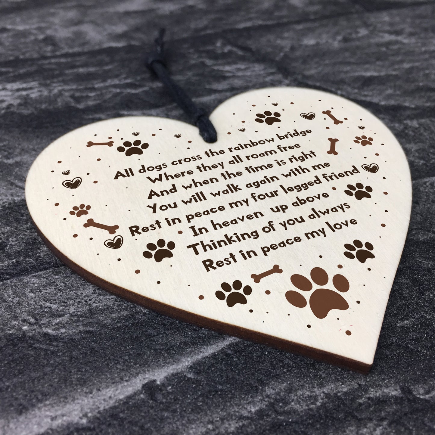 Handmade Pet Memorial Plaque For Dog Wood Heart Memorial Bauble
