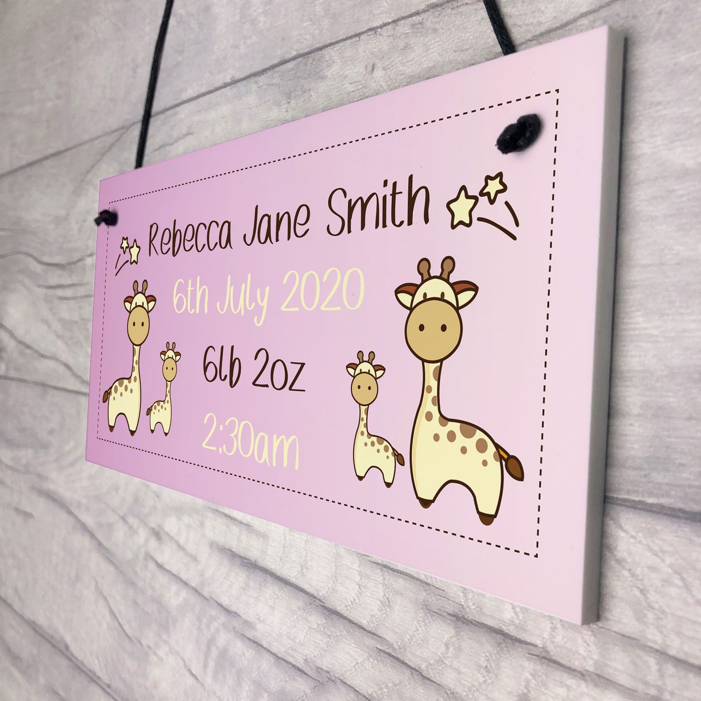 Baby Girl Nursery Sign Birth Details PERSONALISED Newborn Baby