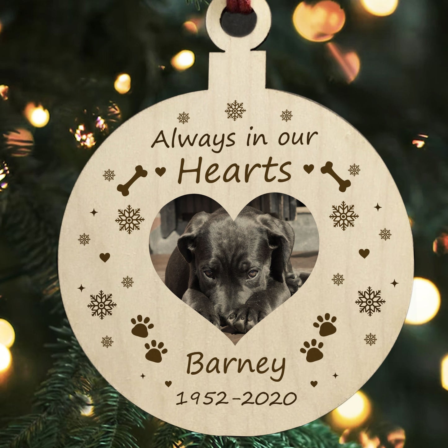Always In Our Hearts PERSONALISED Pet Memorial Hanging Bauble