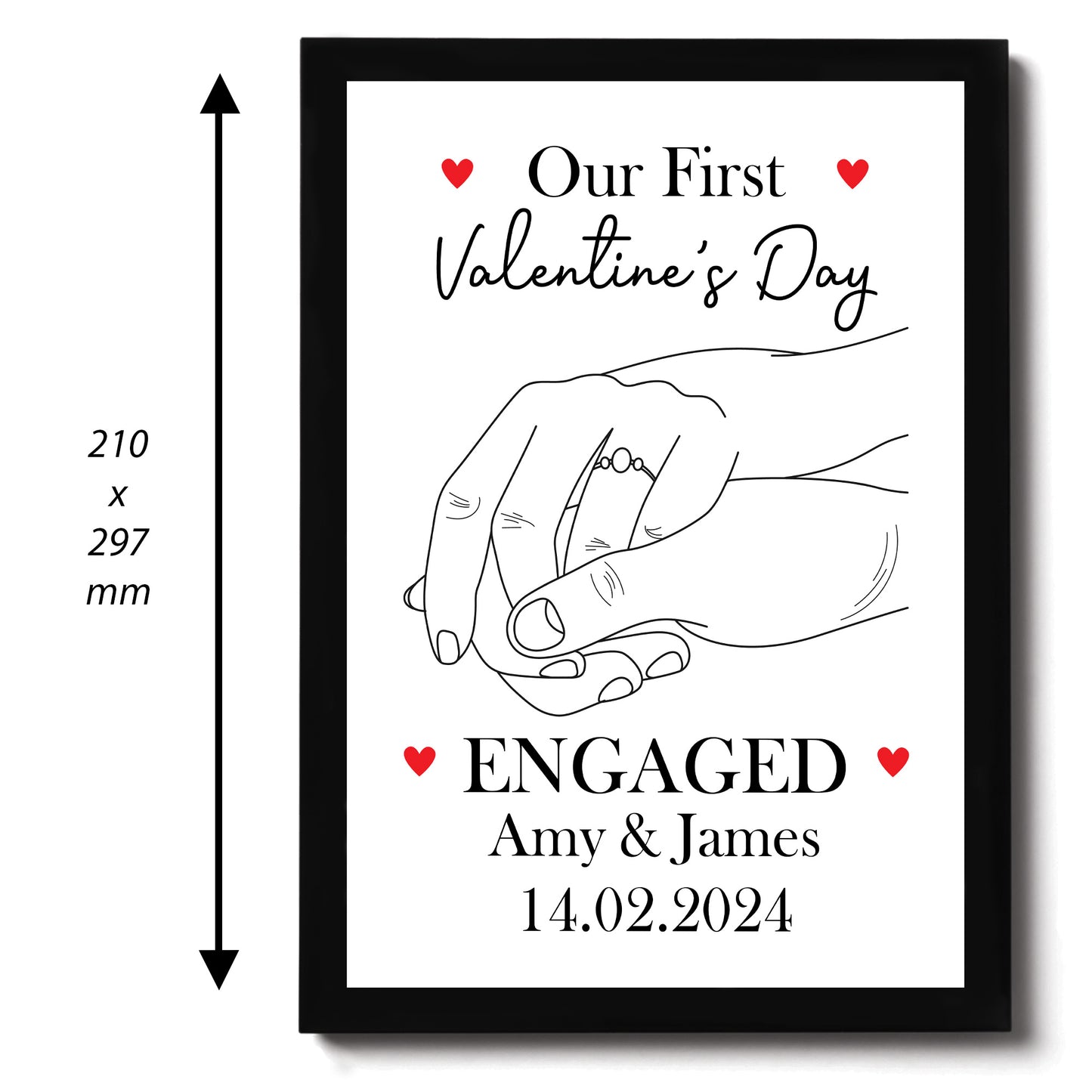 1st Valentines Day Engaged Personalised Framed Print Gifts