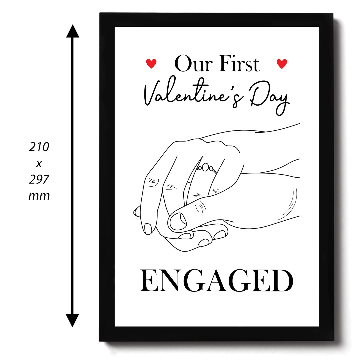 1st First Valentines Day Engaged Framed Print Gift For Couple