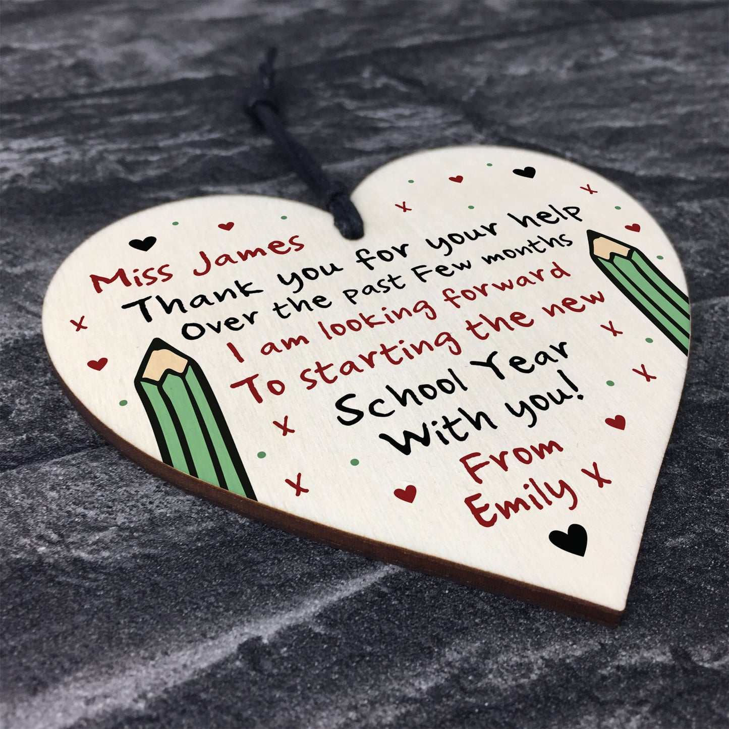 PERSONALISED Thankyou Teacher Gift Wood Heart Nursery School