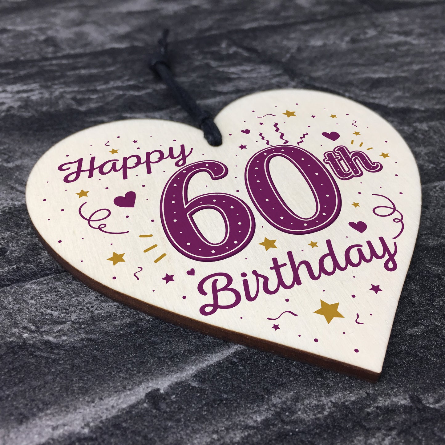 Happy 60th Birthday Handmade Wooden Heart Keepsake Friendship