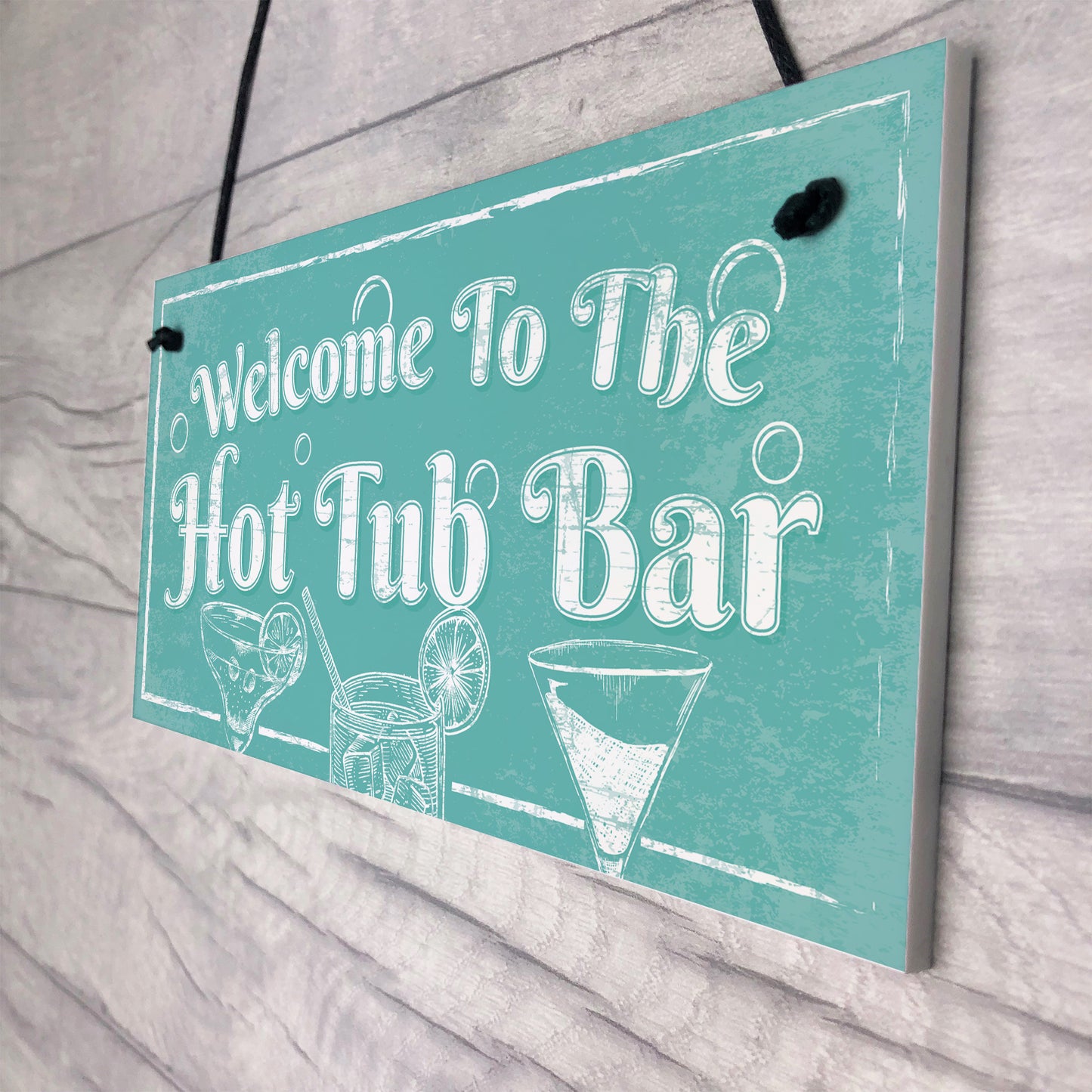 Welcome To The Hot Tub Bar Novelty Garden Jaccuzzi Hanging Sign