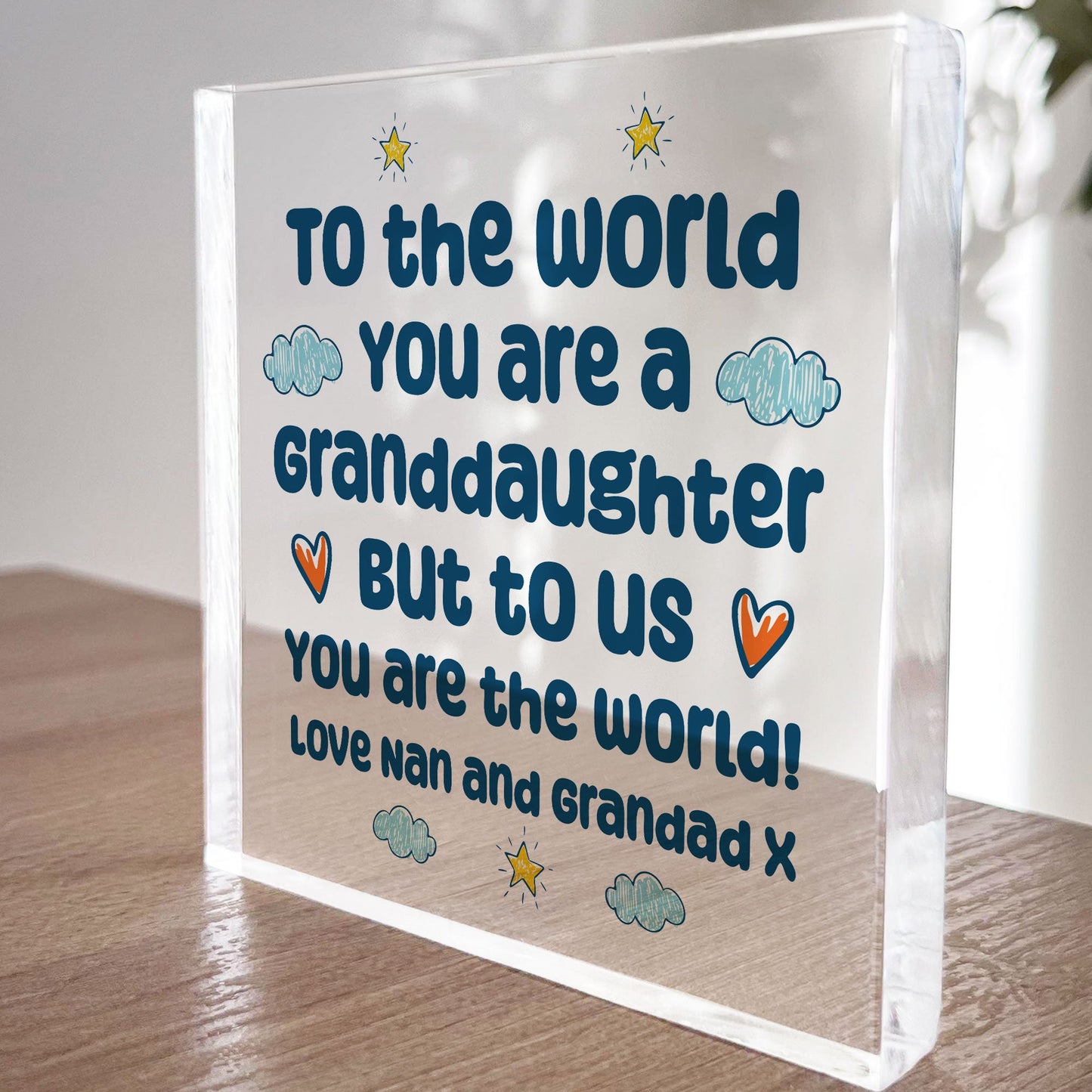 Granddaughter Gift Keepsake Acrylic Block Christmas Birthday